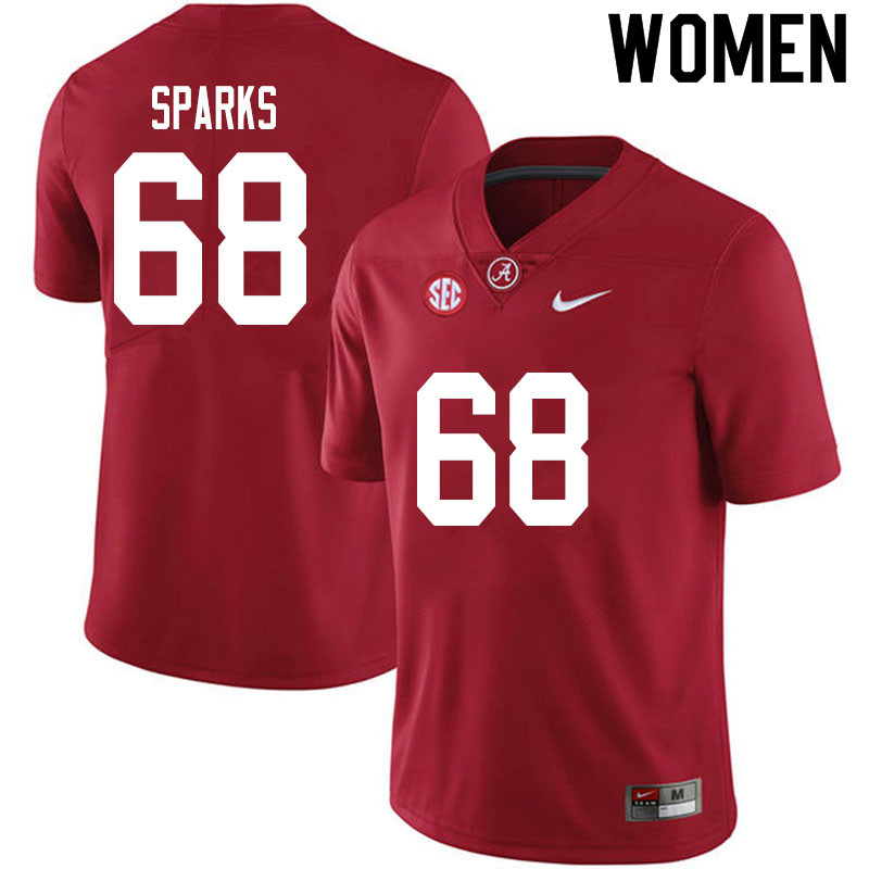 Women #68 Alajujuan Sparks Alabama Crimson Tide College Football Jerseys Sale-Crimson